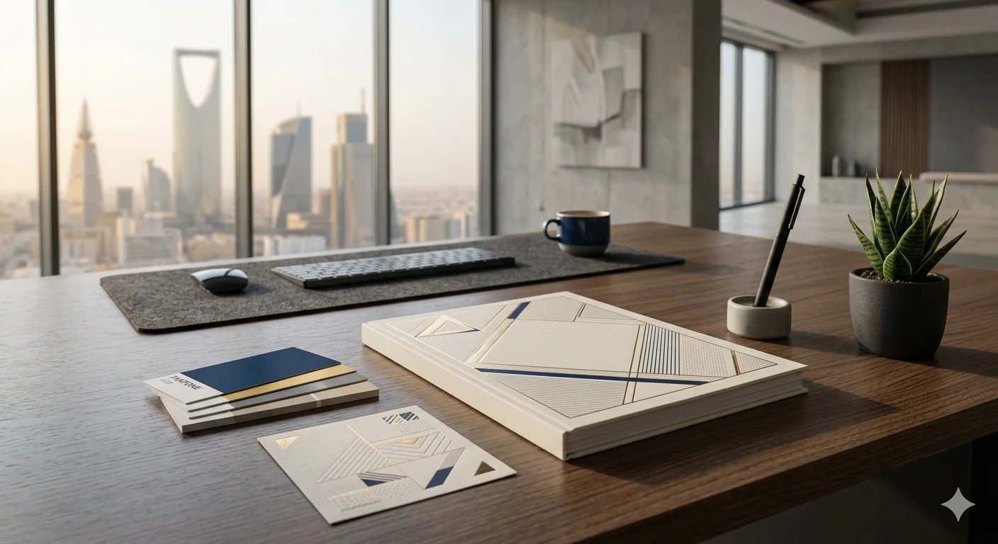 Professional company profile design showcasing corporate branding for businesses in Riyadh