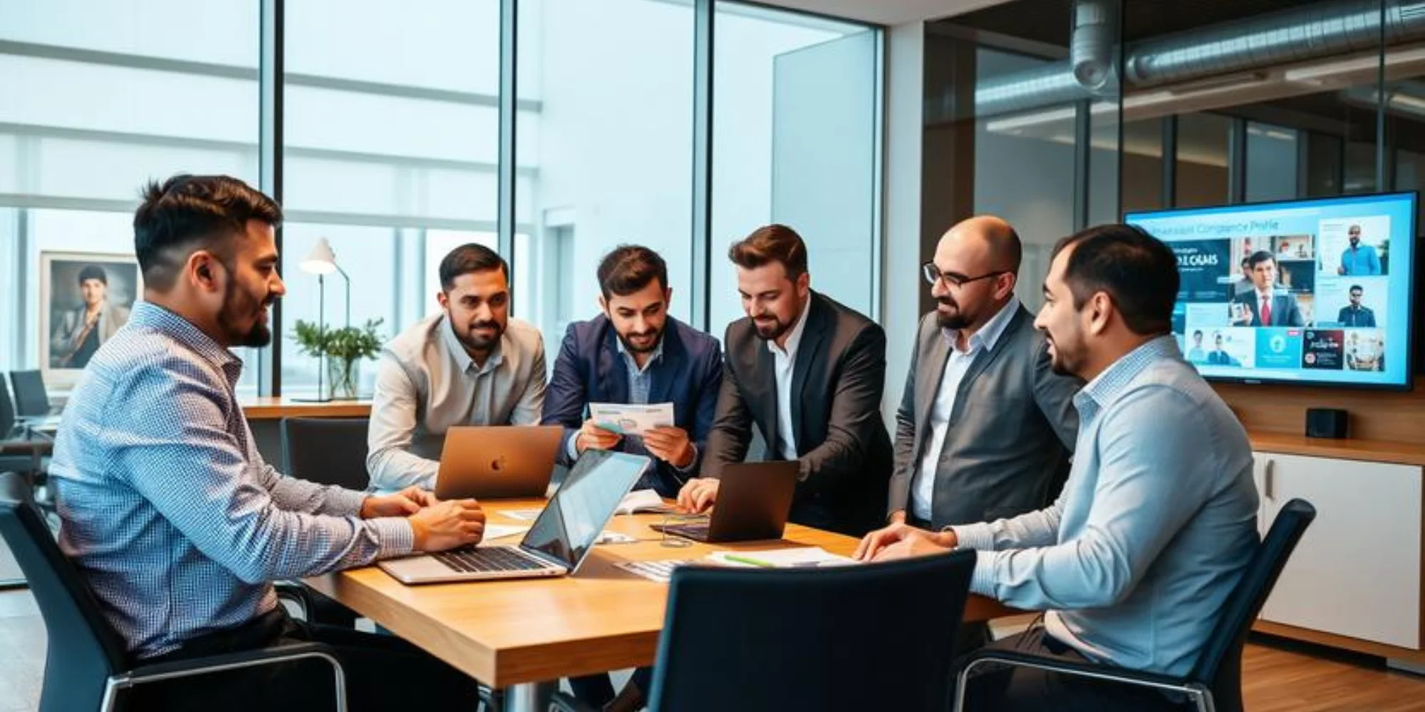Professional team creating company profile designs for businesses in Abha
