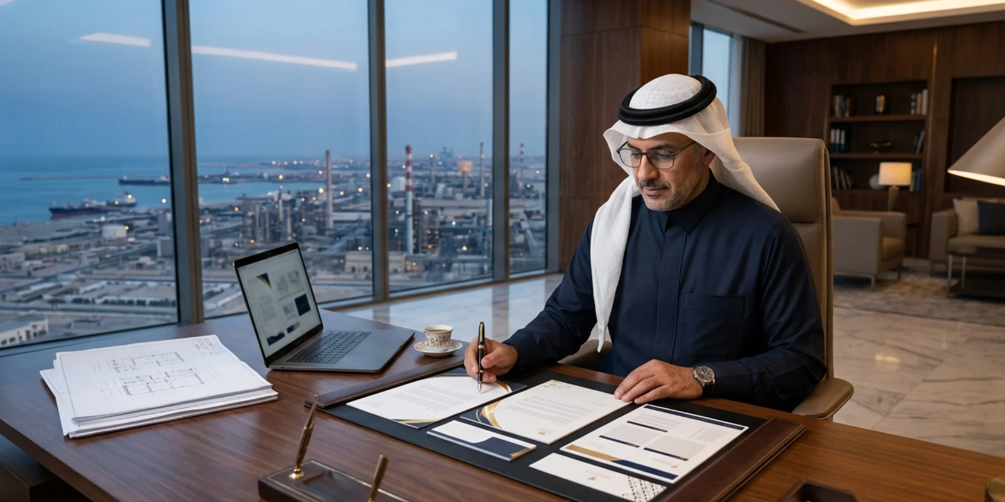 Professional letterhead design concept for businesses in Jubail with premium corporate branding setup