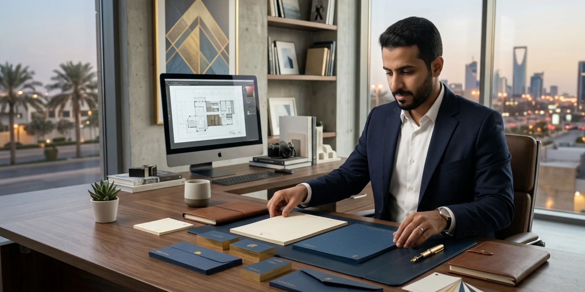 Luxury corporate letterhead design mockup setup in Saudi Arabia for professional business branding