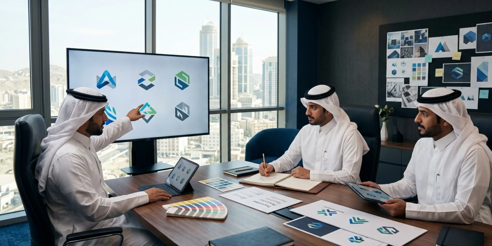 Luxury logo development studio in Mecca Saudi Arabia with professional male branding team