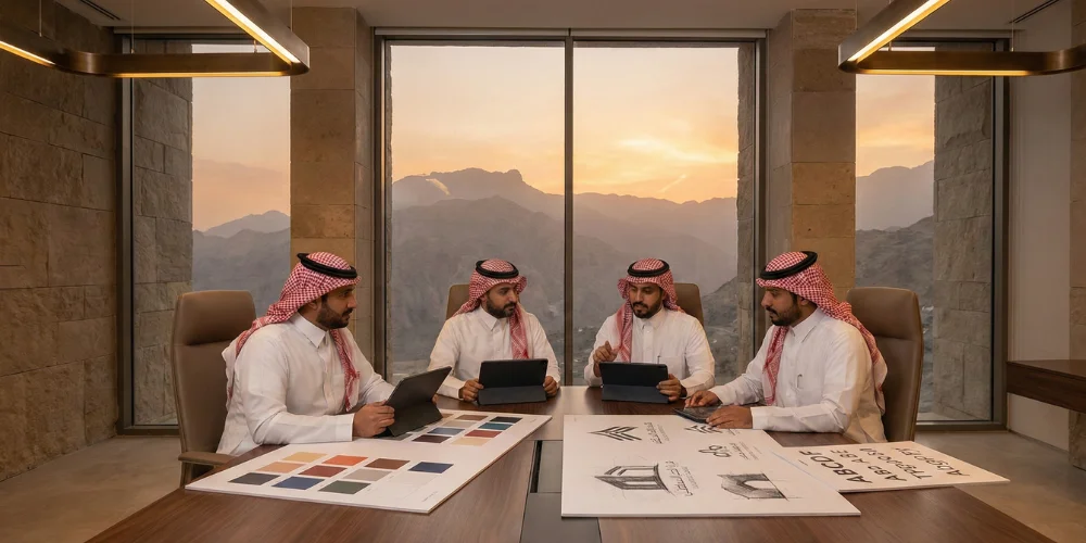 Saudi business leaders planning brand growth strategy in Abha