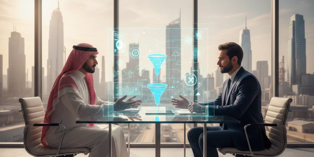 Jubail business professionals evaluating digital marketing agency strategy