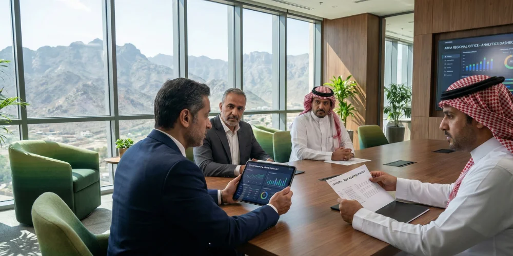 Business team in Abha evaluating digital marketing analytics service proposals