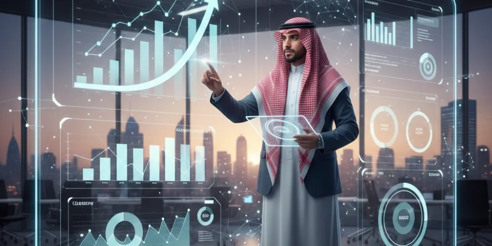 Riyadh business team discussing digital marketing strategy with agency