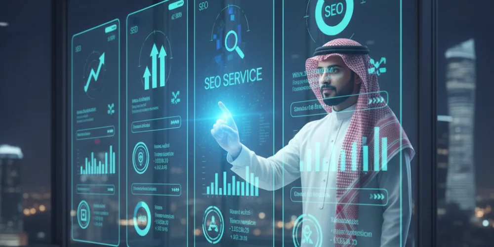 business team evaluating SEO company strategy and website performance
